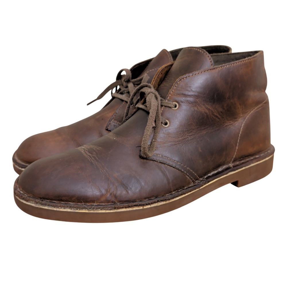 Clarks Bushacre 2 Mens 10.5 Beeswax Brown Leather Chukka Boots Lace Up Ankle